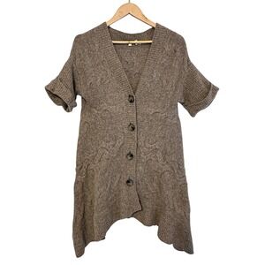 Moth Anthropologie Wool Blend Long Cable Knit Sweater Womens M Chunky Cardigan